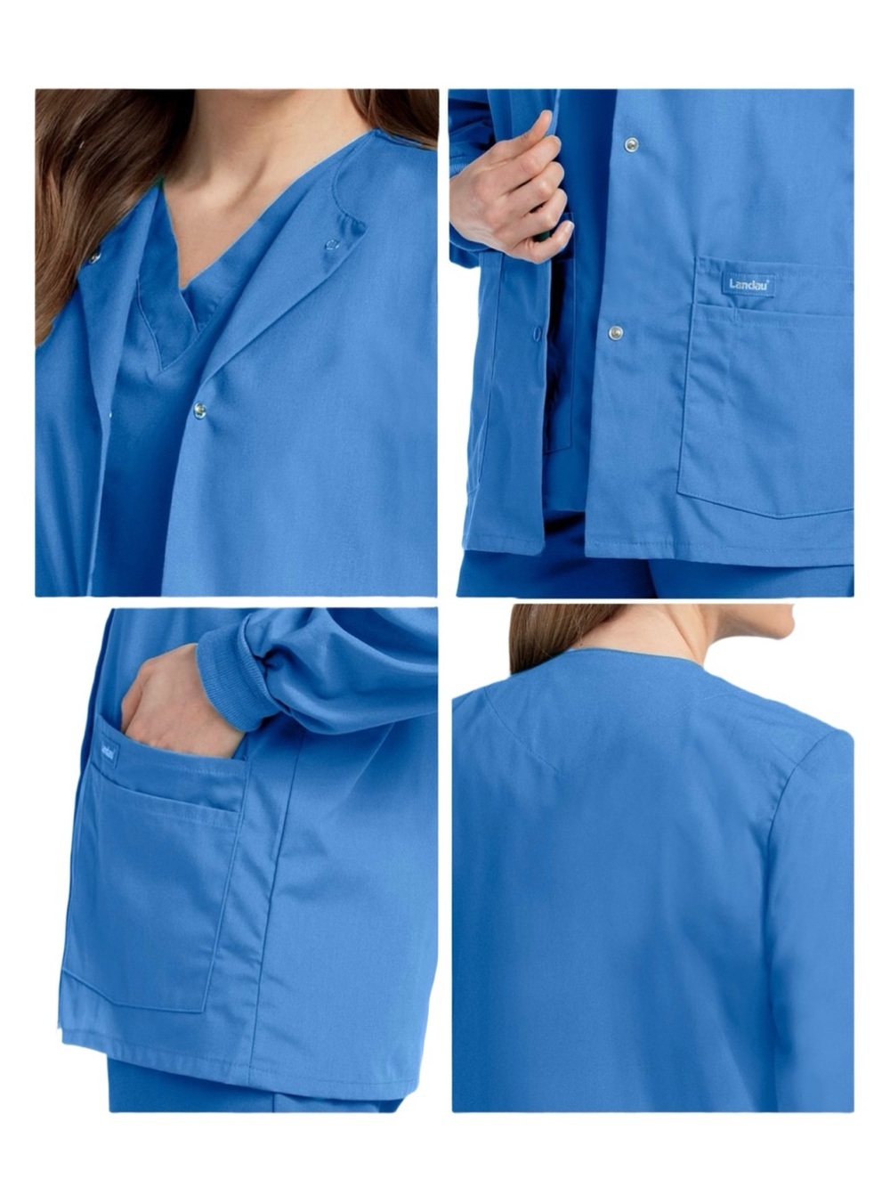 Landau Essentials White 4 Pocket Warm Up Scrub Jacket XL NWT - Picture 12 of 16